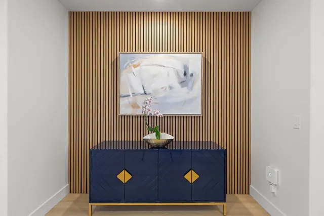 Entry console with navy accent chest