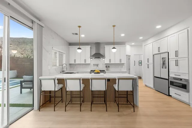 Kitchen island with mountain view