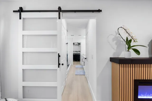 Walk-in closet with barn door